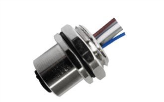 M12 Tipe Solder Wanita Dikencangkan Belakang A-Pengkodean Kawat 3PIN PG9 0,5M